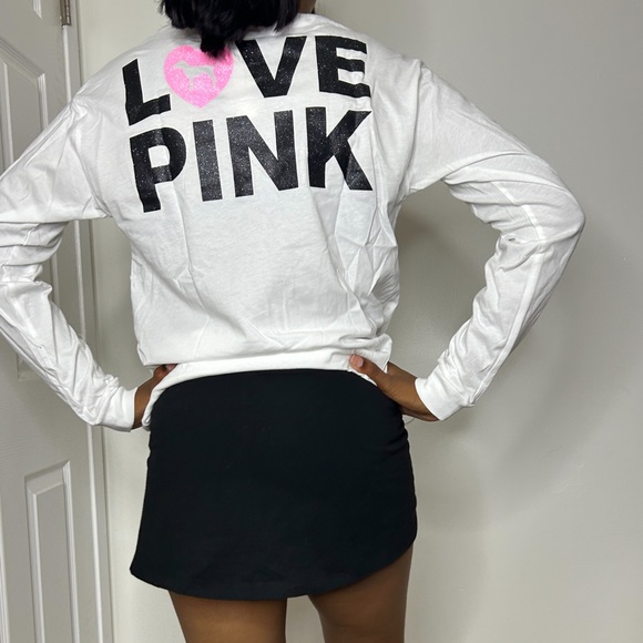 PINK Originals Long Sleeve White “Love Pink” Tee (NWT) - Picture 6 of 15